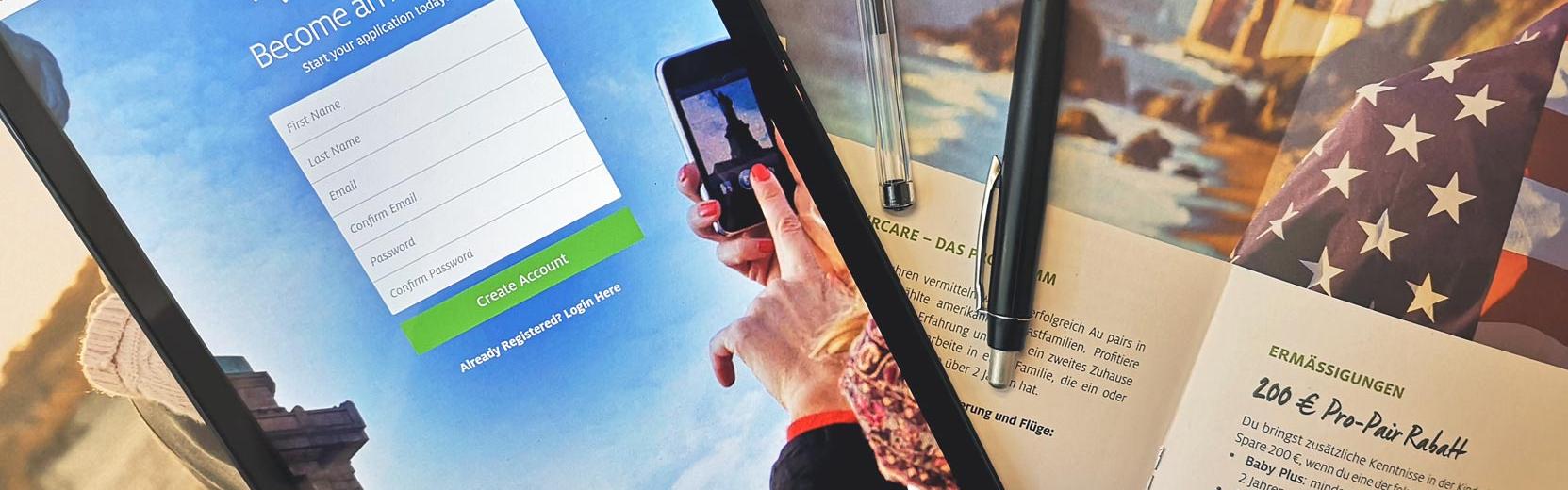 Au pair-registration mobil Registrér dig på MyAuPairCare